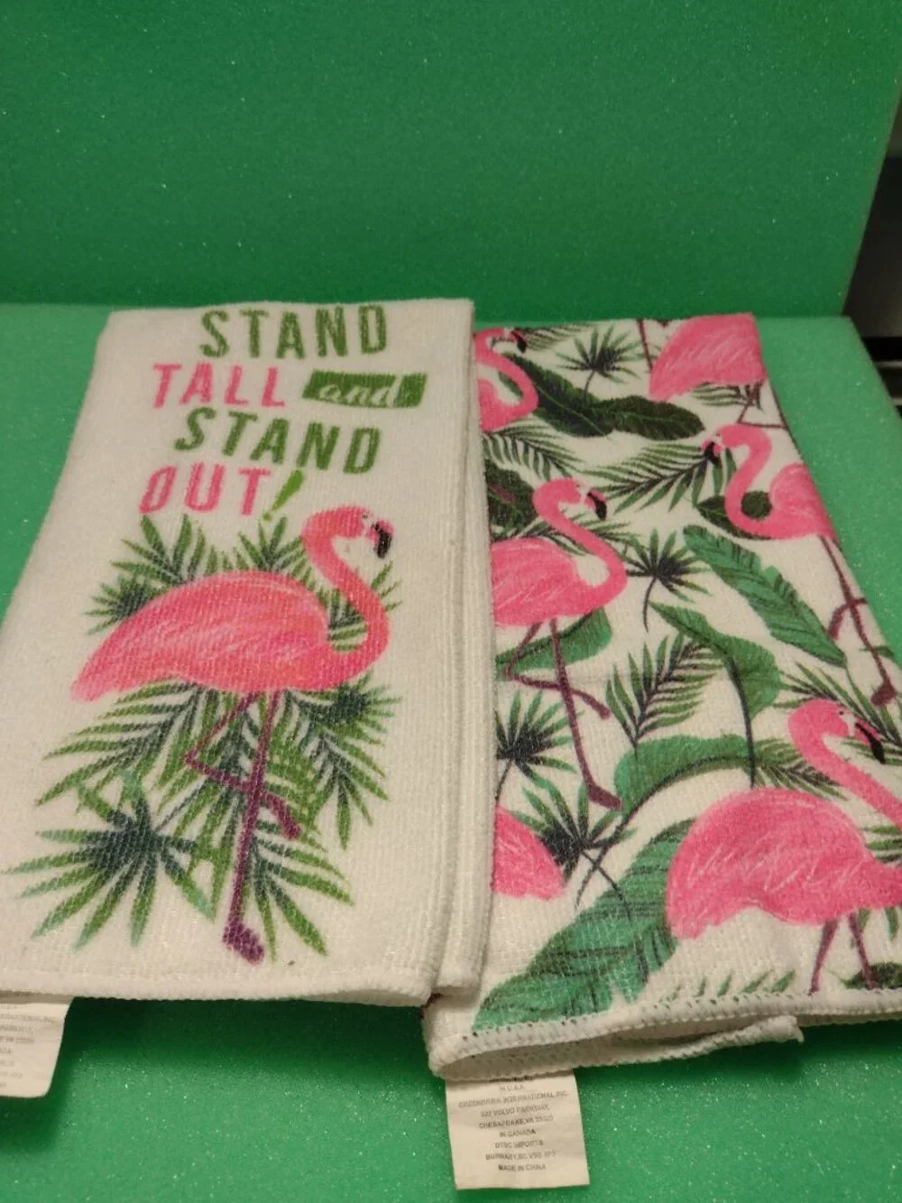 A Pair of Two Pink Flamingo Tropical Summer-Themed Kitchen Towels 15